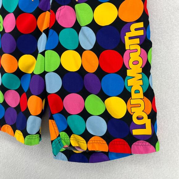LOUDMOUTH Shorts 30 Disco Balls Swim Trunk Boardshort Drawstring Black - Picture 7 of 14